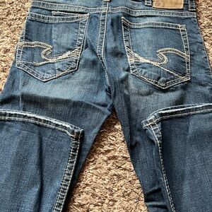 Silver Jeans Blue Straight Leg Denim with Faded Look